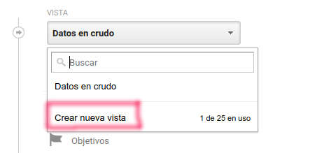 Crear nueva vista en Analytics