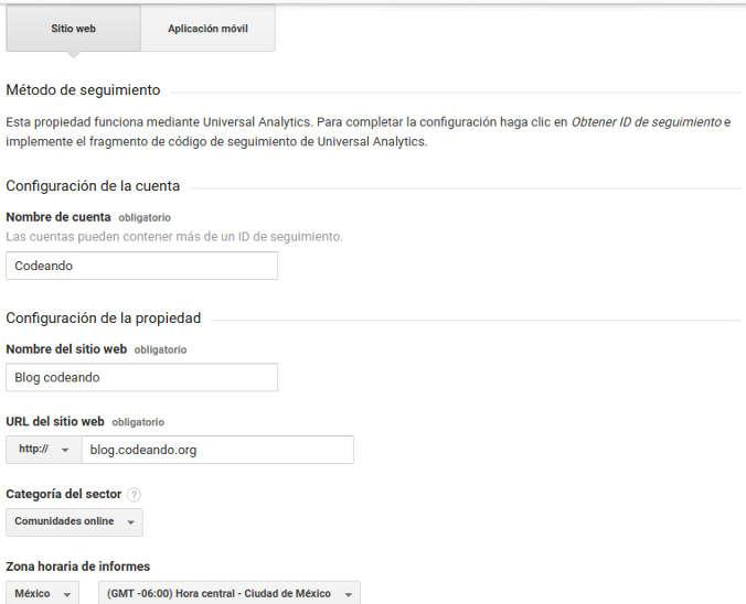 Configuración de Google Analytics