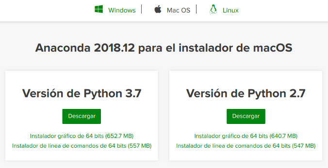 Instalación de anaconda en windows